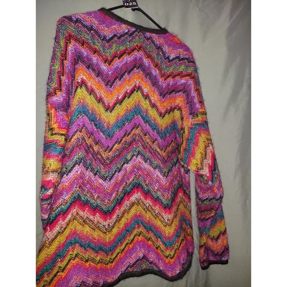 Vintage Chevron Rainbow Knit Cardigan by Highgate Ltd (size M) - Picture 2 of 3